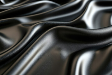 Poster - Elegant black fabric with soft, flowing folds and luxurious texture.