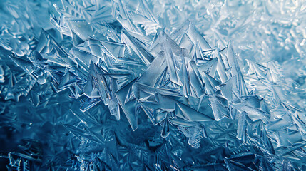 Poster - Gorgeous ice crystals creating a delicate design on a winter window