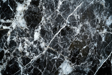 Poster - Black marble texture with intricate white veining, showcasing natural stone elegance.