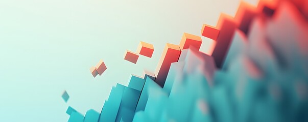 Poster - A vibrant and abstract representation of data with colorful blocks and layers, illustrating growth, progress, and digital innovation