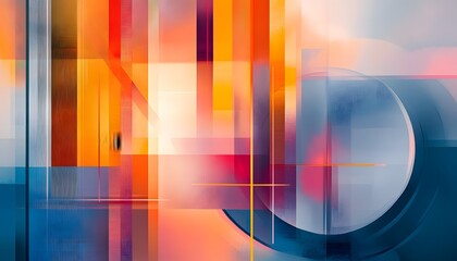 Poster - A vibrant, abstract composition featuring geometric shapes and a blend of colors. The dynamic forms create a sense of movement and modernity, perfect for various creative projects.