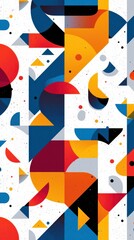 Poster - Vibrant action of abstract geometric shapes in bright colors modern textile design energetic environment artistic viewpoint