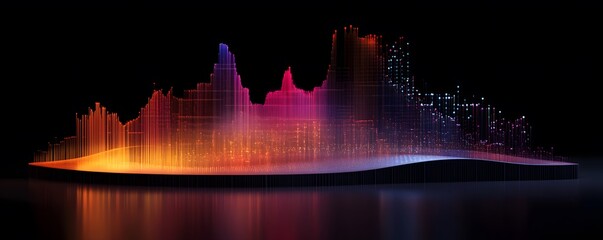 Poster - An abstract representation of sound waves, showcasing vibrant colors and dynamic shapes. Ideal for music and technology themes, conveying energy and creativity in digital art.