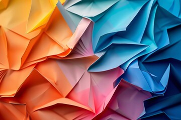 Aufkleber - folded paper creates a vibrant abstract background with a chaotic pattern