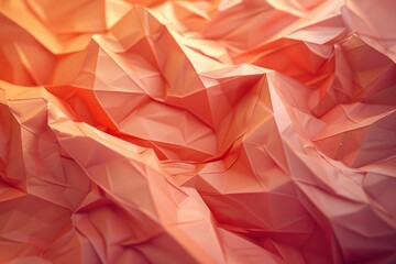 Fototapete - Abstract background with folded paper texture forming geometric shapes in shades of orange