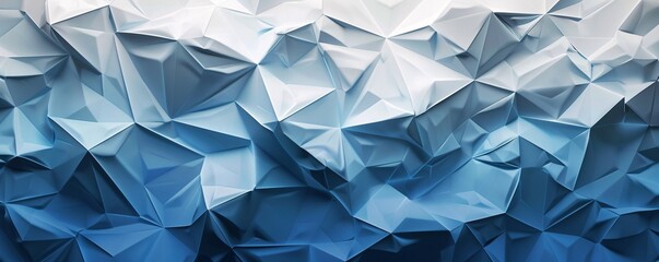 Wall Mural - Blue and white geometric low poly pattern on an abstract background