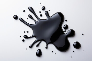 Poster - Black liquid spills across a smooth surface creating artistic patterns and shapes