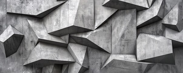Poster - Geometric concrete wall structure with an abstract rough pattern