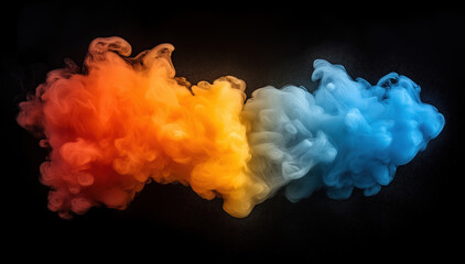 Poster - Colorful smoke swirling in vibrant hues of orange and blue against a dark background