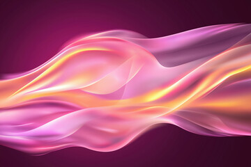 Poster - Fluid waves of soft pink and orange hues creating an ethereal atmosphere