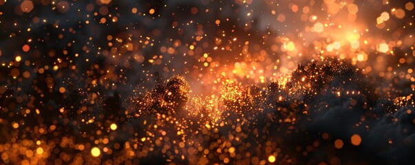 Aufkleber - Glowing particles floating in abstract background