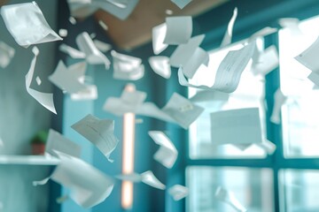 Aufkleber - Numerous papers soaring through a well-lit space
