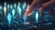 © lime - Digital Icons Floating on Touch Screen, Representing Creative Employee Selection Process in Tech Company,タッチスクリーン上に浮かぶデジタルアイコン、テック企業における創造的な従業員選択プロセスを表現.Generative AI