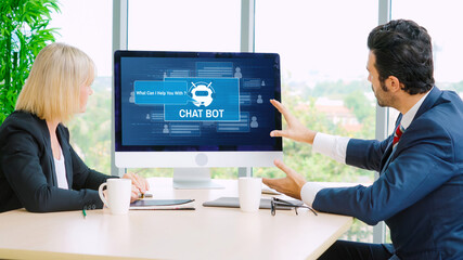 Poster - chatbot software application for modish online business that automatically reply to customer questio