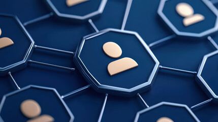 Poster - Dynamic network of user icons representing connectivity and collaboration