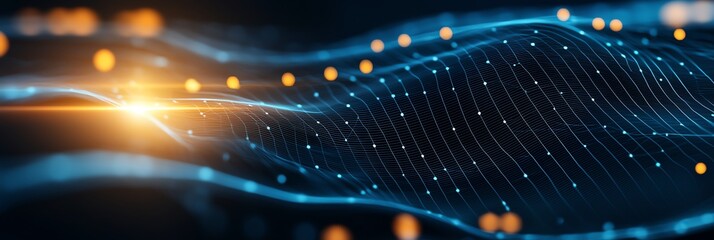 Poster - A stunning visual of flowing light and energy waves creating a dynamic and futuristic atmosphere. The vibrant colors and patterns evoke a sense of innovation and motion.