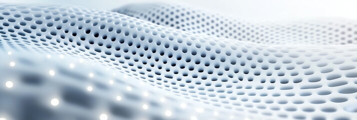 Poster - Abstract close-up of a textured surface with a grid pattern and soft glowing elements, creating a modern and futuristic feel, perfect for digital backgrounds or tech themes.