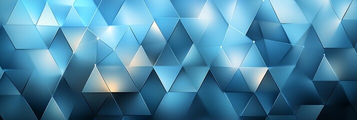 Poster - Abstract geometric background featuring a blend of blue triangular shapes, perfect for digital design or art projects, creating a modern and dynamic visual effect.
