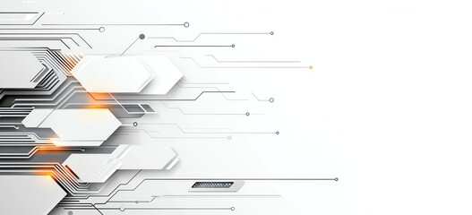Poster - Abstract technological background featuring geometric shapes and lines, ideal for digital design elements, presentations, and modern business themes.