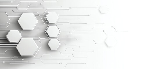 Poster - Abstract technology background with hexagon shapes and circuit patterns, ideal for digital design, presentations, and tech concepts.