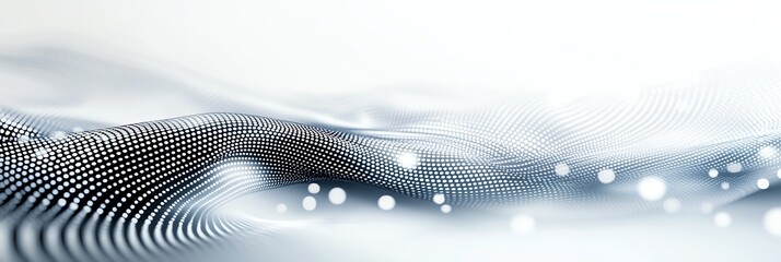 Poster - Abstract wave pattern with light dots, creating a sense of depth and movement. Ideal for backgrounds, presentations, or digital media.