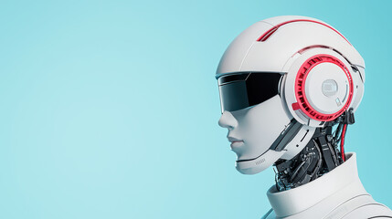 Poster - Futuristic robot head with sleek design and advanced technology