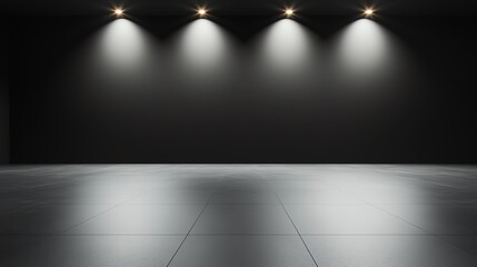 Poster - A modern, minimalistic studio with a polished floor and soft, diffused lighting creating a calm atmosphere, perfect for showcasing artwork or photography.