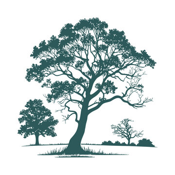 Colorful Tree Flat Vector Illustration - Editable with Transparent Background