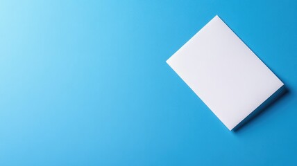 White blank card on blue background