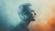 © VisionaryVibe - Pensive man amidst smoke creating dreamlike atmosphere