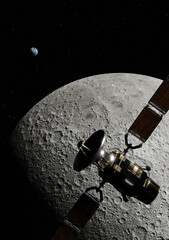 Wall Mural - satellite in space over moon, elements of this image furnished by nasa, 3d illustration