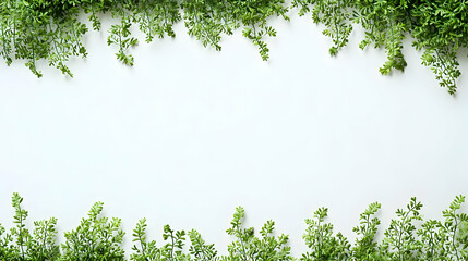 A fresh green fern with tiny leaves, empty space for text, isolated on the white background