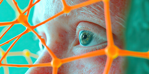 Poster - human eye partially obscured by orange network