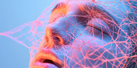 Poster - Human Face Partially Covered by Intricate Web-like Structure