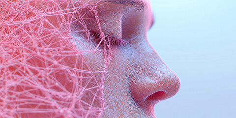 Poster - Profile of Face with Pink Network Overlay