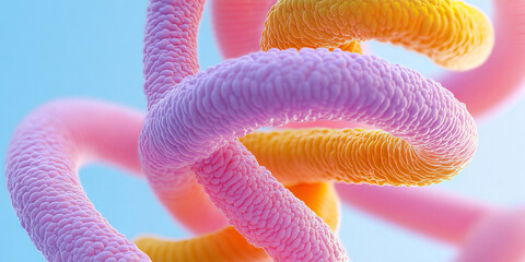 Poster - Intertwined Helical Strands, Pink and Orange