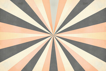 Poster - Scandinavian sunburst pattern showcasing geometric rays in muted peach, gray, and cream tones