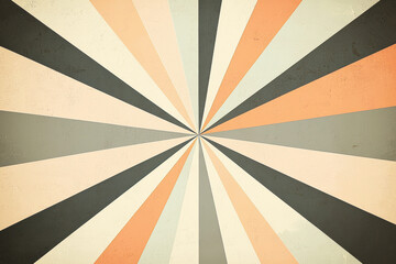 Poster - Scandinavian-inspired sunburst pattern in muted peach, gray, and cream with geometric rays in a symmetrical layout