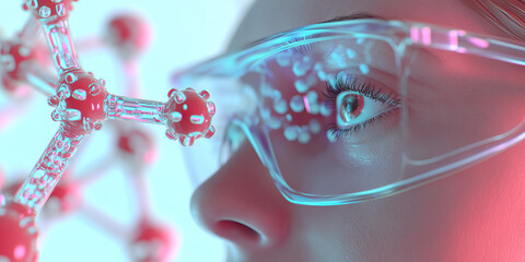 Poster - woman viewing molecular model through protective eyewear