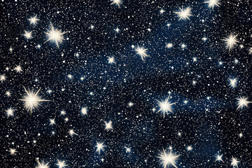 Poster - Cosmic pattern showcasing a dense field of tiny white stars on a rich navy-blue background for a minimalist aesthetic