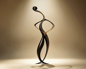 Poster - Abstract sculpture in bronze and black. AI.