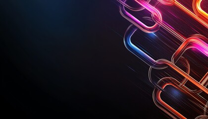Poster - Abstract background with vibrant neon lines flowing in various colors on a dark canvas. Perfect for artistic and modern designs, creating a sense of movement and energy.