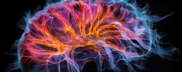 Poster - Vibrant neural connections abstract brain art