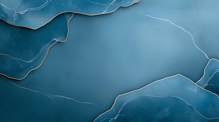 Poster - Abstract blue texture with layered design, featuring subtle golden outlines on a smooth backdrop, perfect for backgrounds or overlays in creative projects.