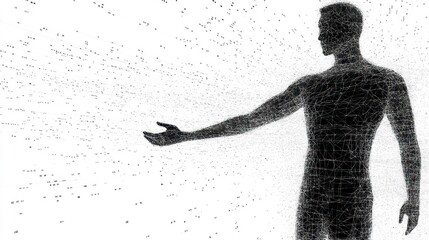 Aufkleber - a wireframe human model against a background of digital data