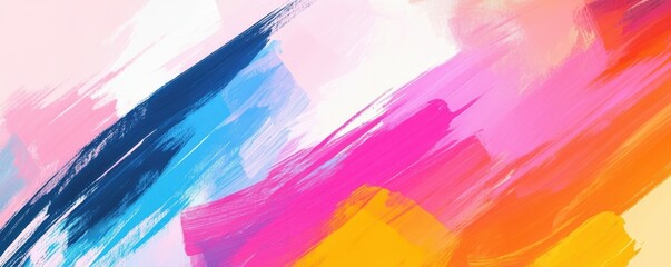 Poster - Vibrant abstract brush strokes in pink, blue, and orange hues