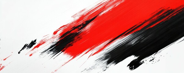 Poster - Dynamic red and black paint strokes on white background