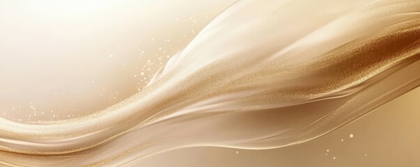 Poster - Elegant golden wave with glittering abstract motion on beige background