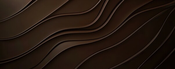 Poster - Elegant curved brown abstract background with wavy patterns