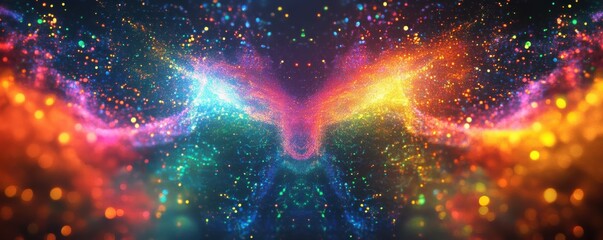 Wall Mural - vibrant cosmic nebula with colorful particles in space